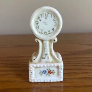 Vintage Miniature Porcelain Grandfather Clock 2.5" Doll House‎ Floral KI Japan